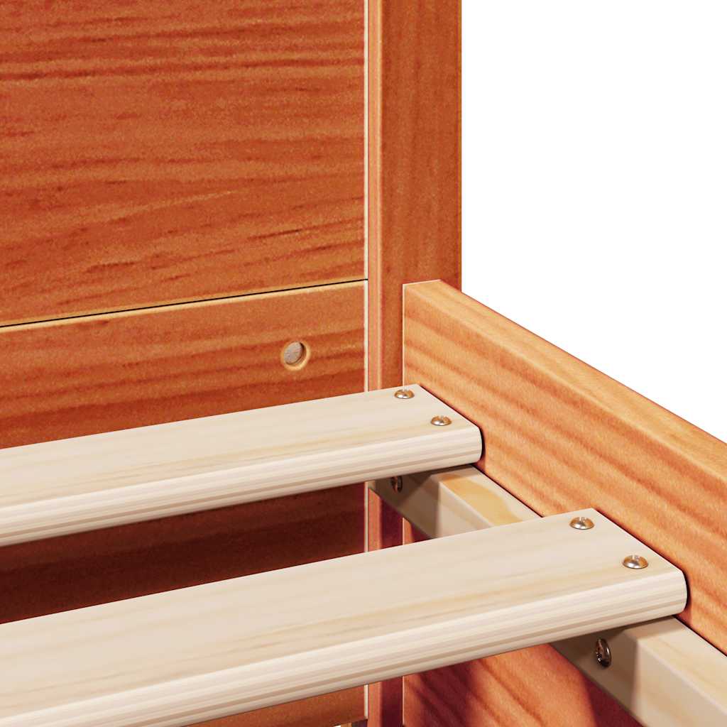 Bed Frame without Mattress Wax Brown 135x190 cm Double Solid Wood Pine