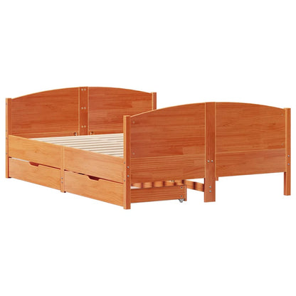 Bed Frame without Mattress Wax Brown 120x190 cm Small Double Solid Wood Pine