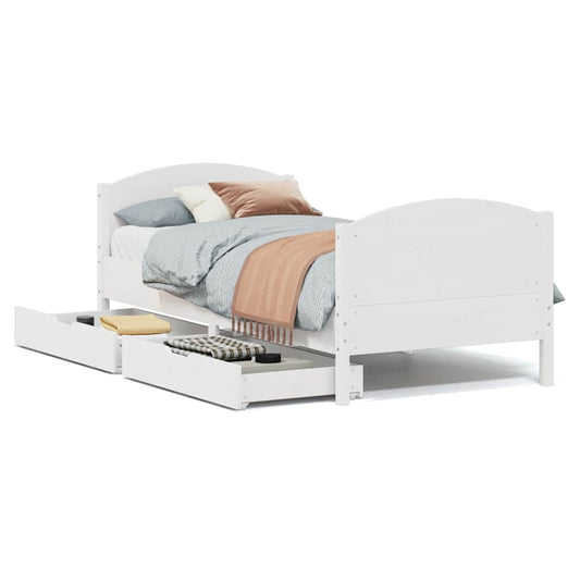 Bed Frame without Mattress White 100x200 cm Solid Wood Pine