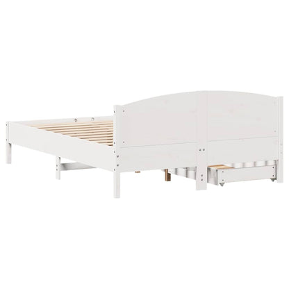Bed Frame without Mattress White 150x200 cm King Size Solid Wood Pine