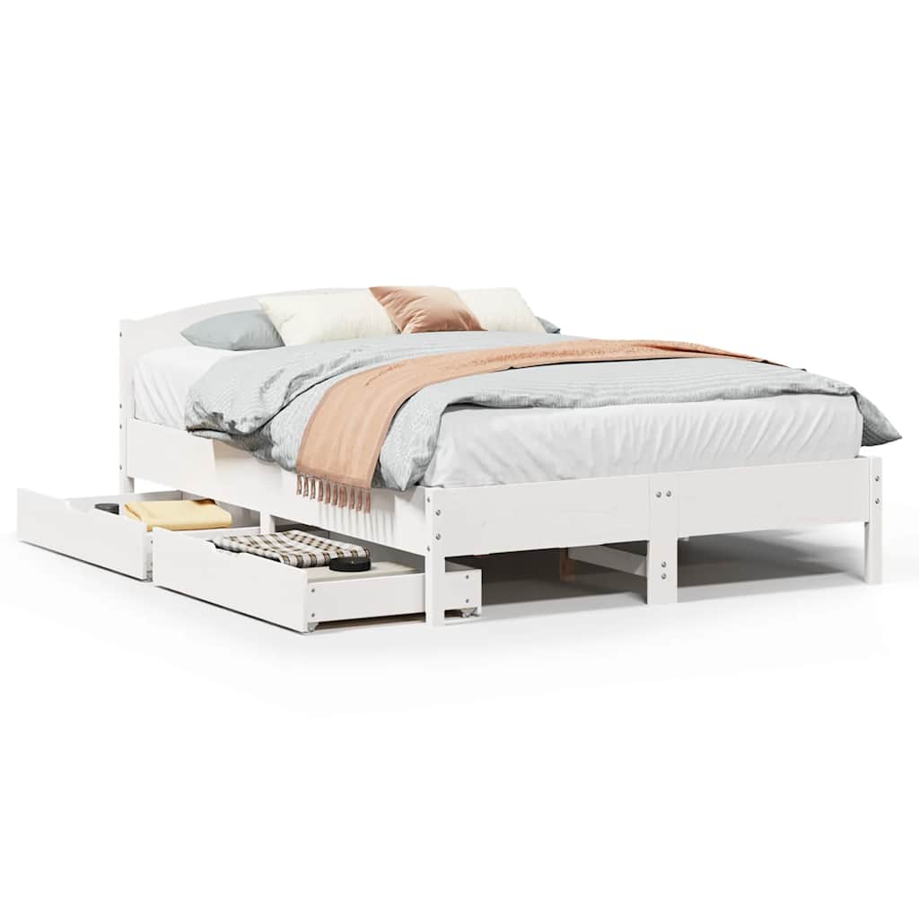 Bed Frame without Mattress White 120x200 cm Solid Wood Pine