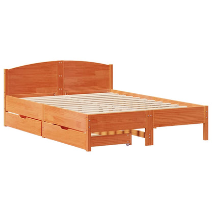 Bed Frame without Mattress Wax Brown 120x190 cm Small Double Solid Wood Pine