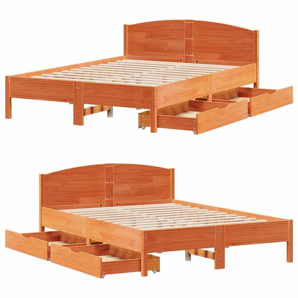Bed Frame without Mattress Wax Brown 120x190 cm Small Double Solid Wood Pine