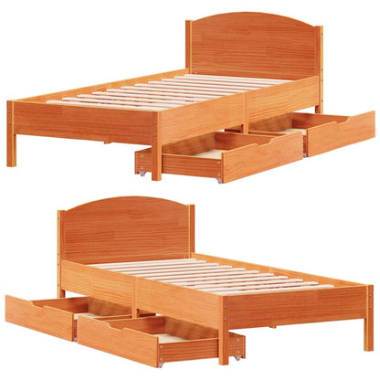 Bed Frame without Mattress Wax Brown 100x200 cm Solid Wood Pine