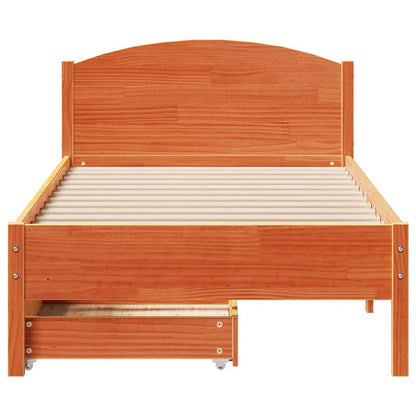 Bed Frame without Mattress Wax Brown 90x200 cm Solid Wood Pine
