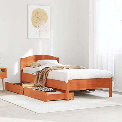 Bed Frame without Mattress Wax Brown 90x200 cm Solid Wood Pine