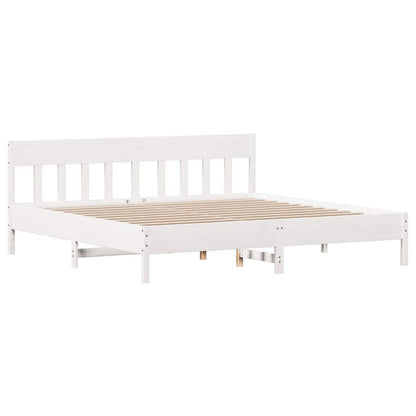 Bed Frame without Mattress White 200x200 cm Solid Wood Pine