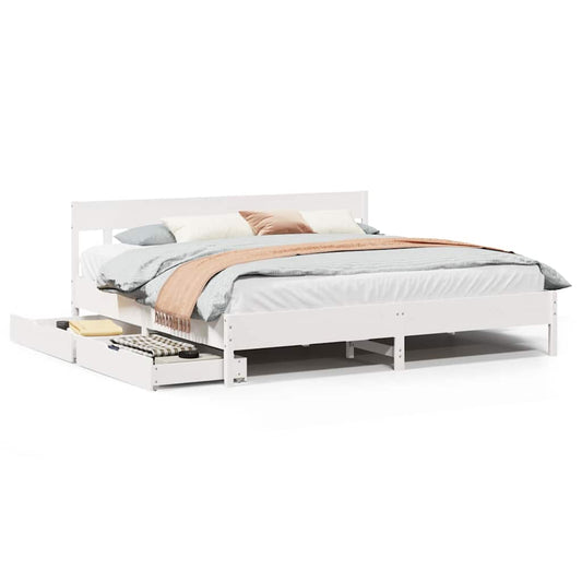 Bed Frame without Mattress White 180x200 cm Super King Solid Wood Pine