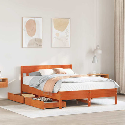 Bed Frame without Mattress Wax Brown 160x200 cm Solid Wood Pine