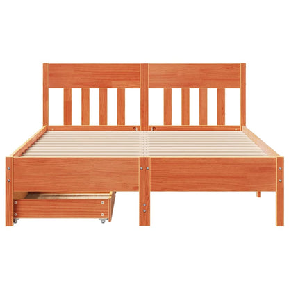 Bed Frame without Mattress Wax Brown 140x200 cm Solid Wood Pine
