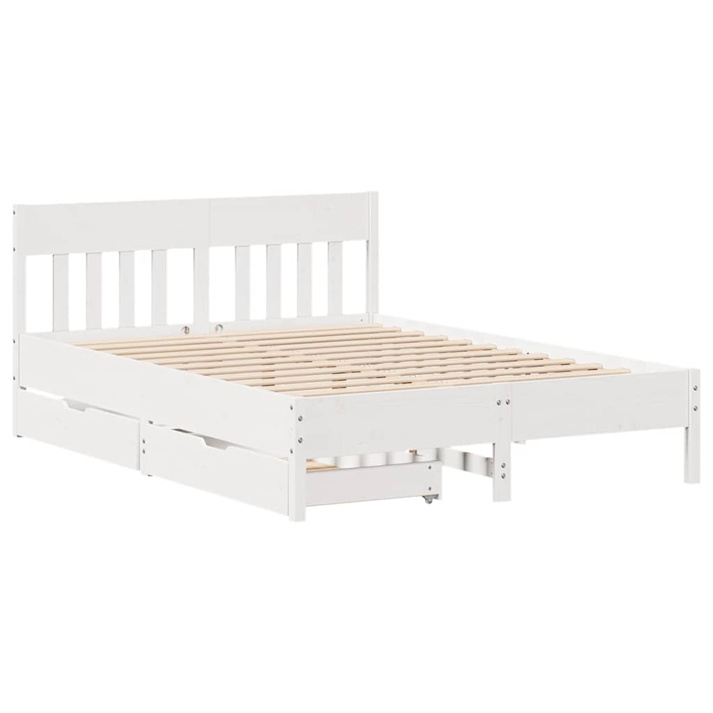 Bed Frame without Mattress White 120x200 cm Solid Wood Pine
