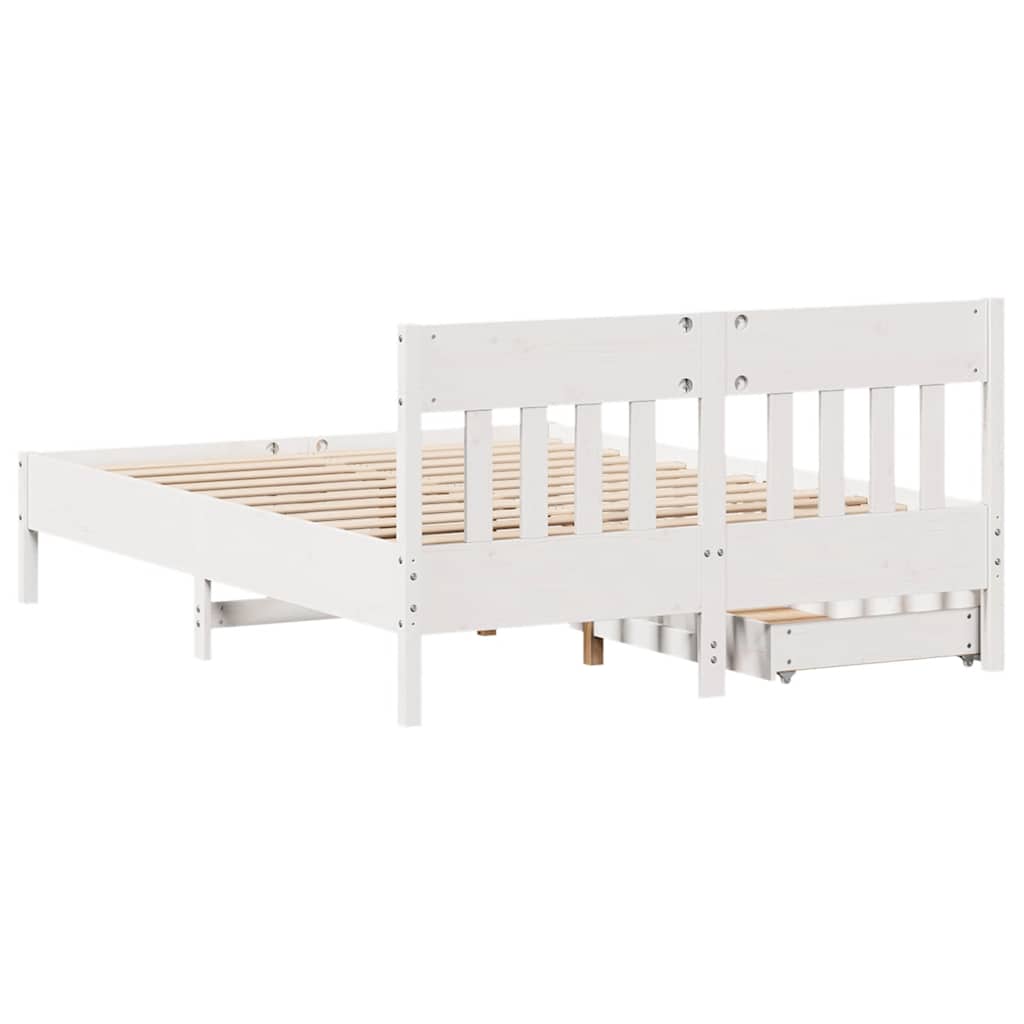 Bed Frame without Mattress White 120x200 cm Solid Wood Pine