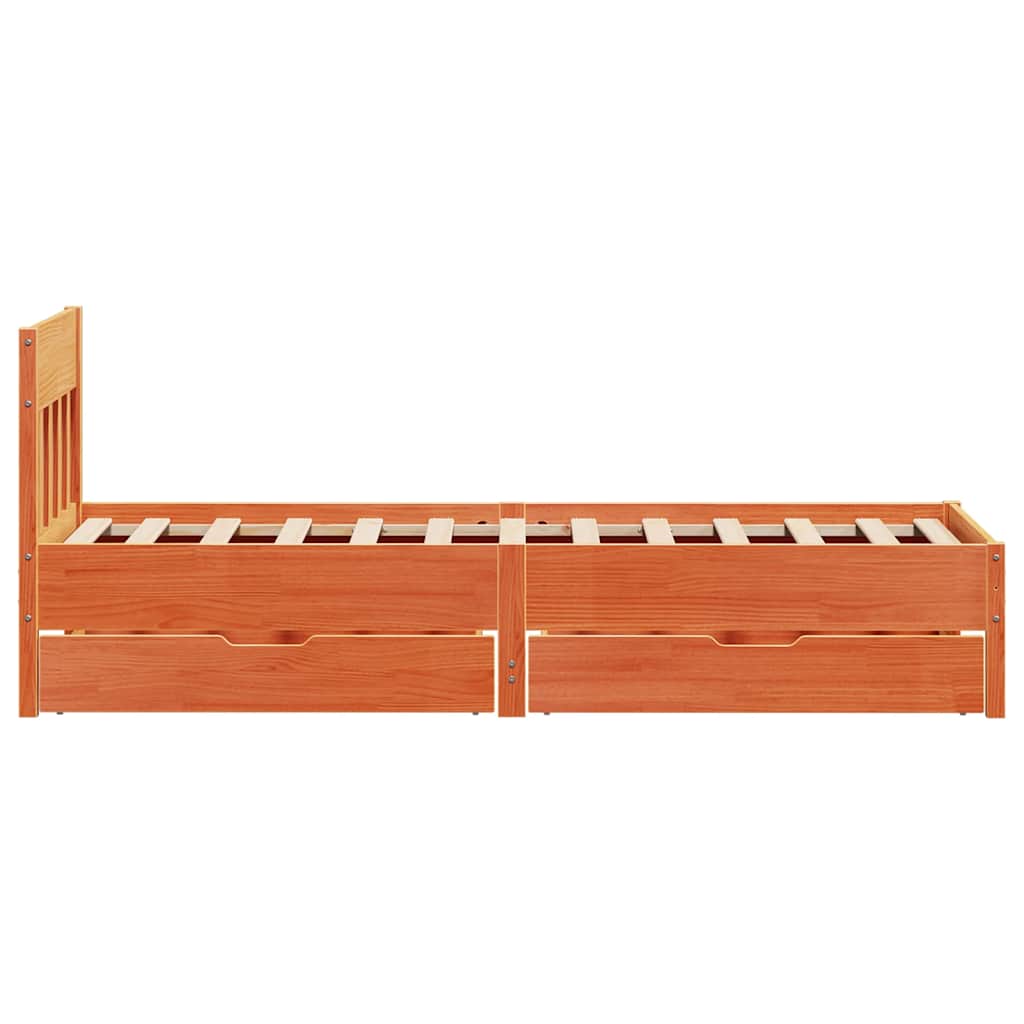 Bed Frame without Mattress Wax Brown 90x200 cm Solid Wood Pine