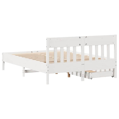 Bed Frame without Mattress White 140x190 cm Solid Wood Pine