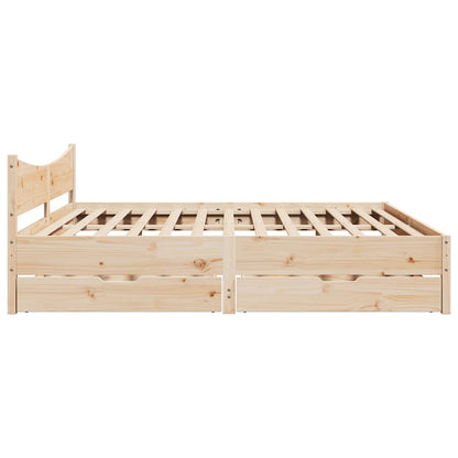 Bed Frame with Drawers 200x200 cm Solid Wood Pine