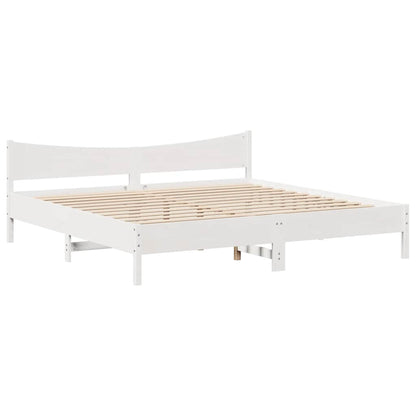 Bed Frame with Drawers White 180x200 cm Super King Solid Wood Pine
