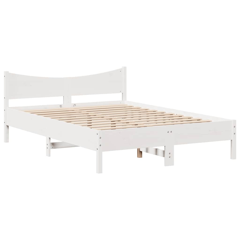 Bed Frame with Drawers White 140x200 cm Solid Wood Pine