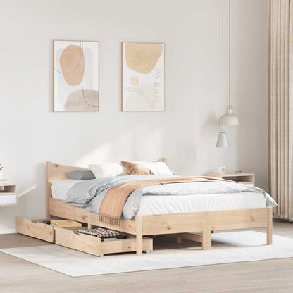 Bed Frame with Drawers 135x190 cm Double Solid Wood Pine