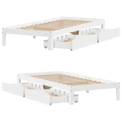 Bed Frame with Drawers without Mattress White 75x190 cm Small Single