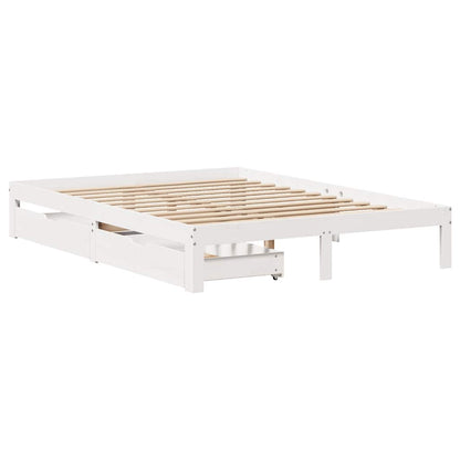 Bed Frame with Drawers without Mattress White 120x190 cm Small Double