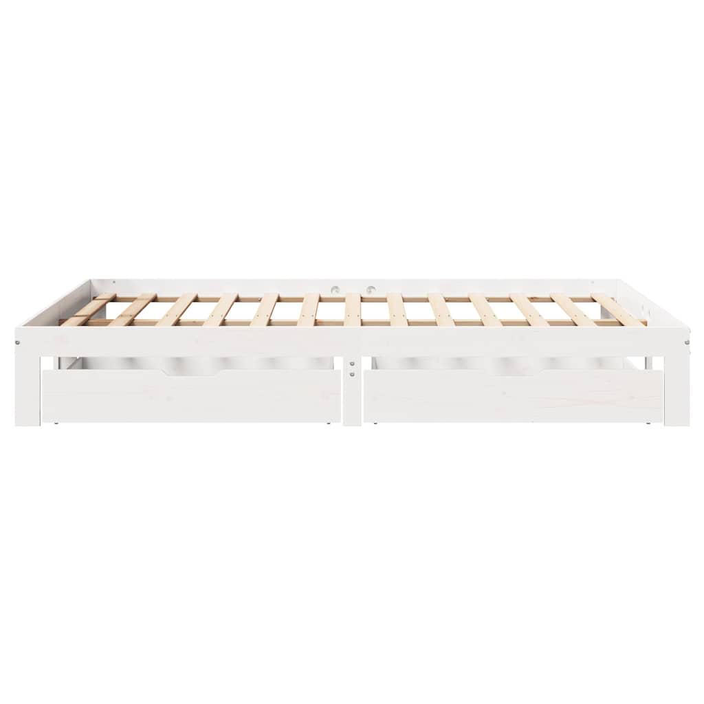 Bed Frame with Drawers without Mattress White 120x190 cm Small Double