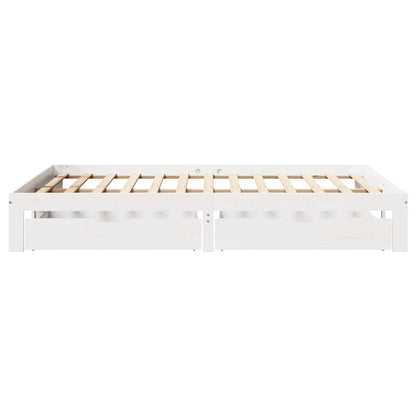 Bed Frame with Drawers without Mattress White 120x190 cm Small Double