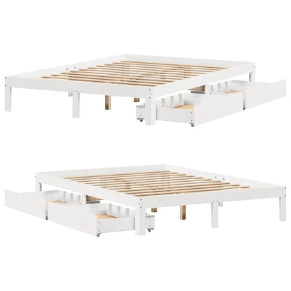 Bed Frame with Drawers without Mattress White 120x190 cm Small Double