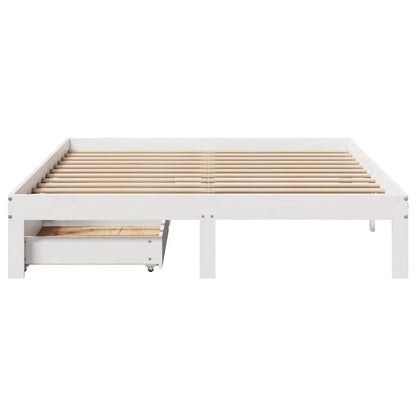 Bed Frame with Drawers without Mattress White 140x190 cm