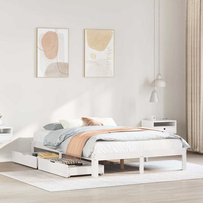 Bed Frame with Drawers without Mattress White 140x190 cm