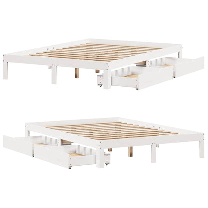 Bed Frame with Drawers without Mattress White 120x200 cm