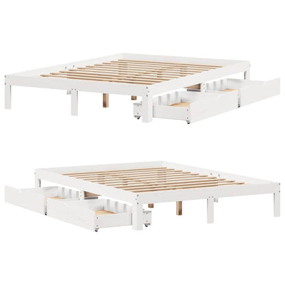 Bed Frame with Drawers without Mattress White 160x200 cm