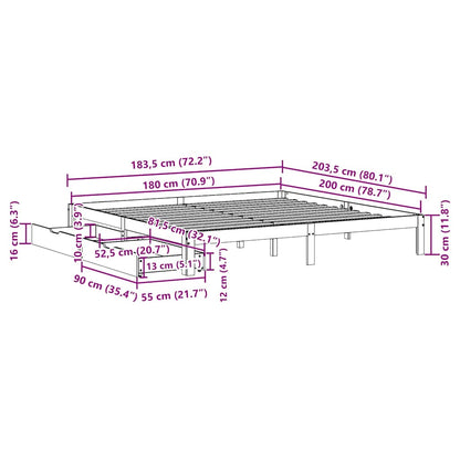 Bed Frame with Drawers without Mattress 180x200 cm Super King