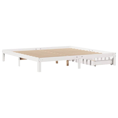 Bed Frame with Drawers without Mattress White 200x200 cm