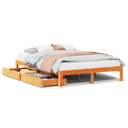 Bed Frame with Drawers without Mattress Wax Brown 140x190 cm