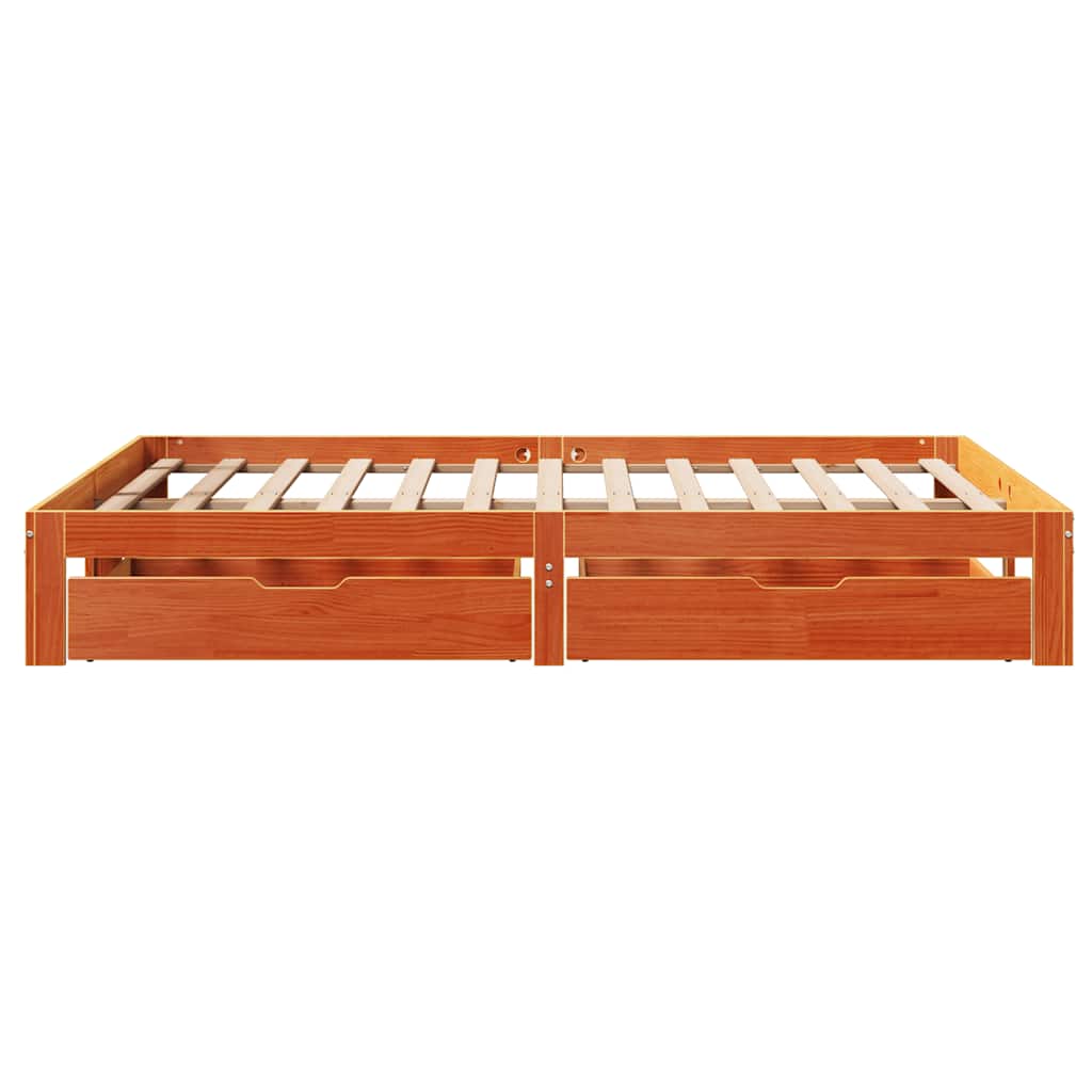 Bed Frame with Drawers without Mattress Wax Brown 140x190 cm