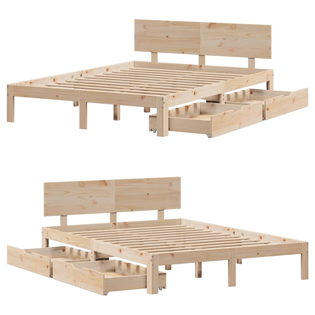 Bed Frame with Drawers without Mattress 120x190 cm Small Double