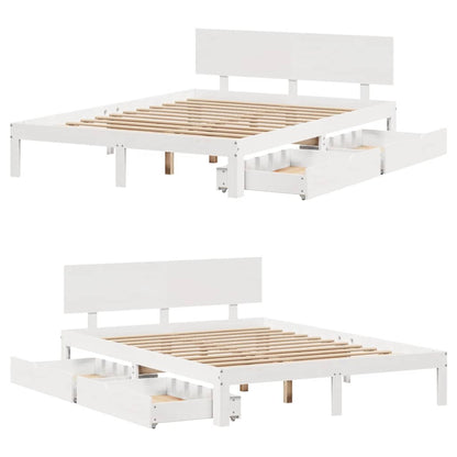Bed Frame with Drawers without Mattress White 140x200 cm