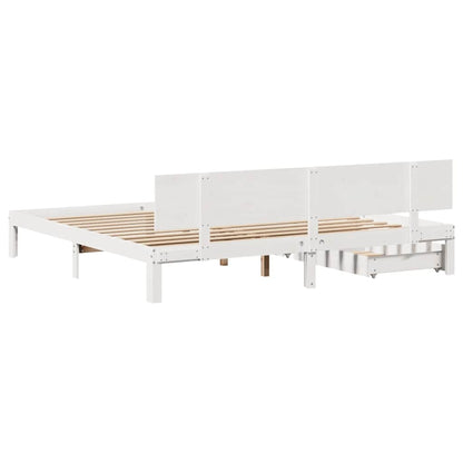 Bed Frame with Drawers without Mattress White 200x200 cm
