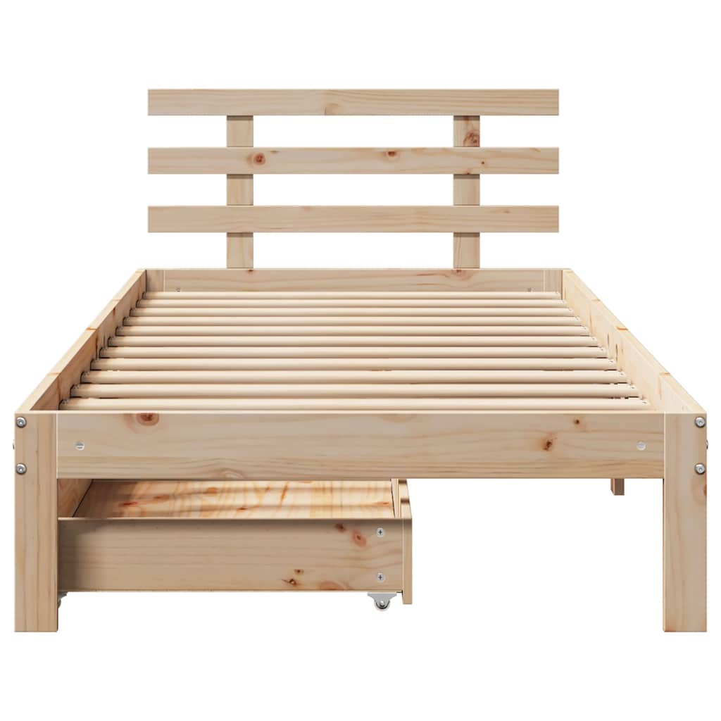 Bed Frame with Drawers without Mattress 75x190 cm Small Single