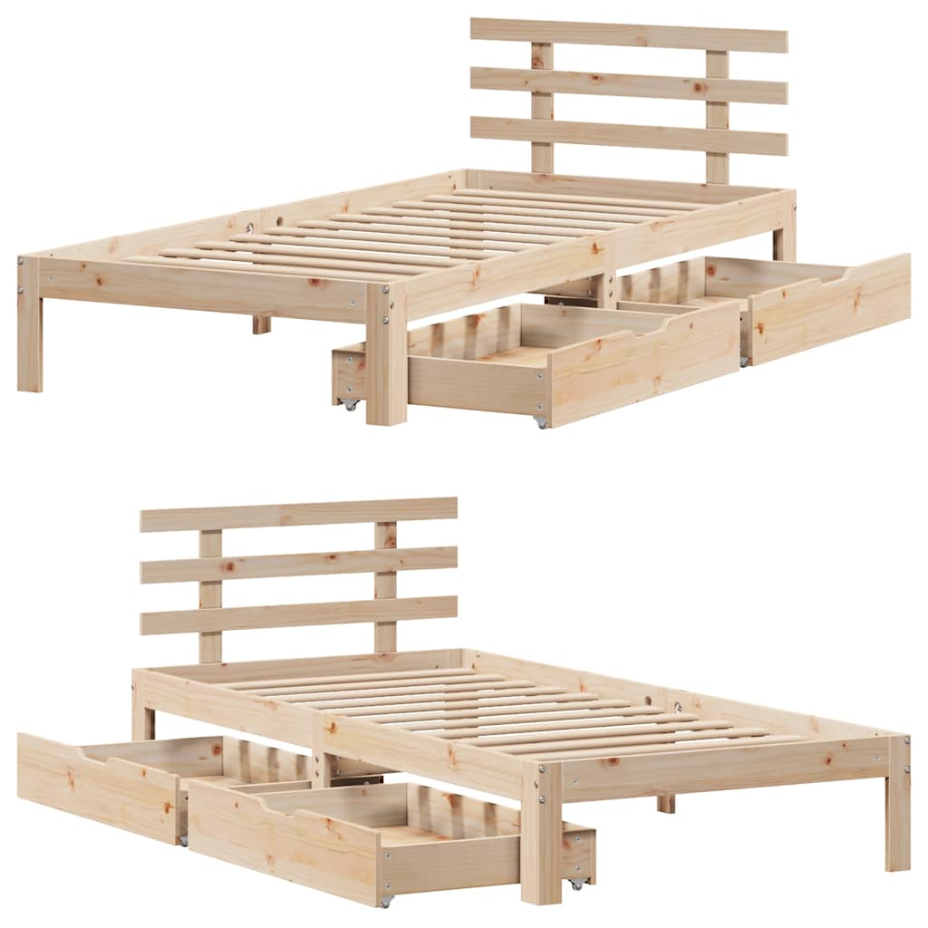 Bed Frame with Drawers without Mattress 75x190 cm Small Single