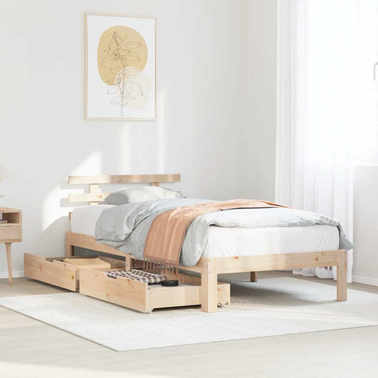 Bed Frame with Drawers without Mattress 75x190 cm Small Single