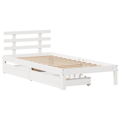 Bed Frame with Drawers without Mattress White75x190 cm