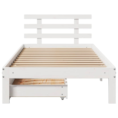 Bed Frame with Drawers without Mattress White75x190 cm