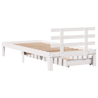 Bed Frame with Drawers without Mattress White75x190 cm