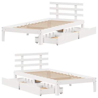 Bed Frame with Drawers without Mattress White75x190 cm