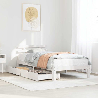 Bed Frame with Drawers without Mattress White75x190 cm