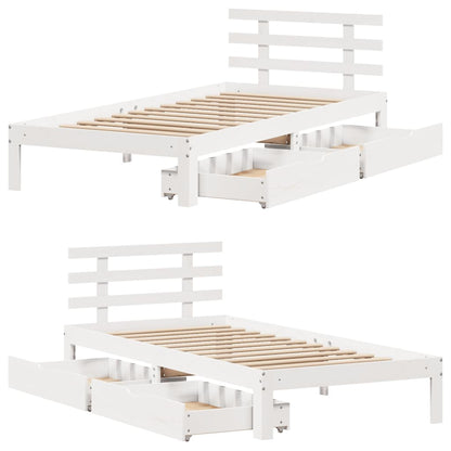 Bed Frame with Drawers without Mattress White90x190 cm Single