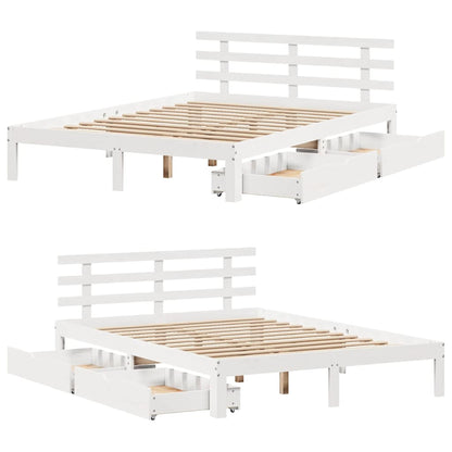 Bed Frame with Drawers without Mattress White 120x190 cm Small Double