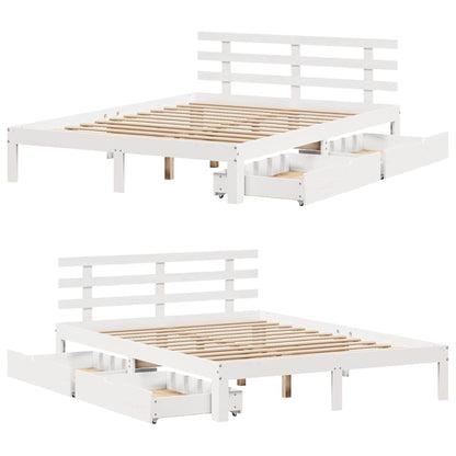 Bed Frame with Drawers without Mattress White 135x190 cm Double