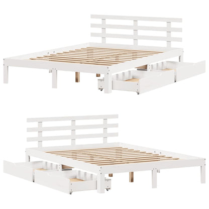Bed Frame with Drawers without Mattress White 140x190 cm